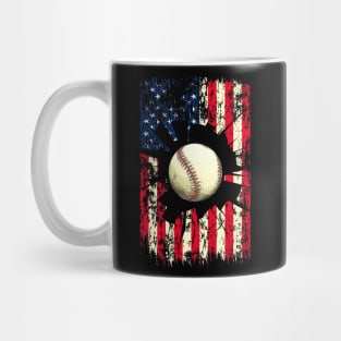 Patriotic Baseball 4th Of July Men USA American Flag Boys Mens Mug